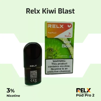 Relx pod pro 2 kiwi blast 3% nicotine pod flavor available in dubai