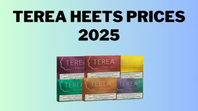 TEREA Heets 2025 prices in UAE showing flavor options, origins, and retailers for IQOS devices
