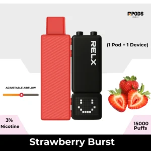 Relx Creator Strawberry Burst Pods and Device 15000 Puffs now available in UAE
