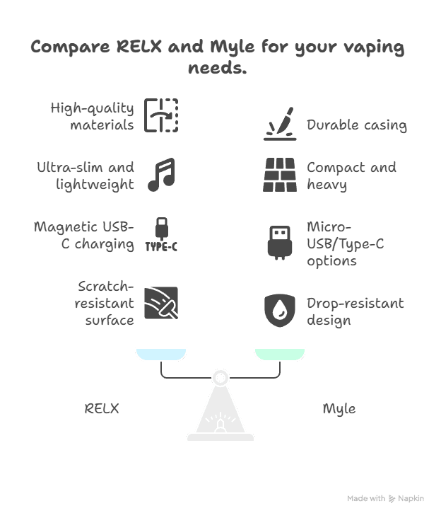 RELX vs. Myle – Comparing Two Popular Vape Brands in the UAE Device Design Build Quality visual selection 1