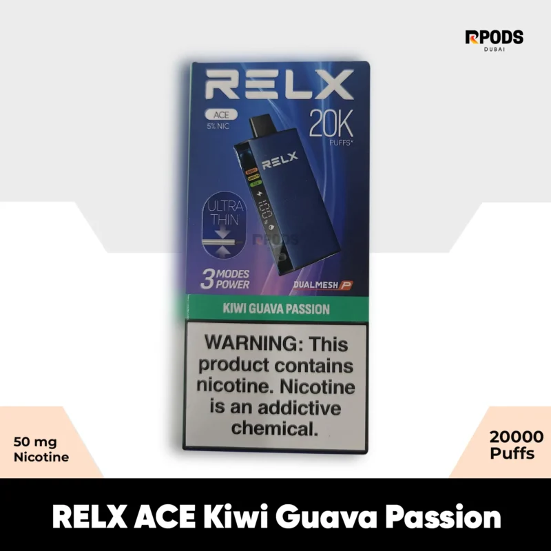 Relx Ace 20000 puffs Kiwi Guava Passion 50 mg in Dubai