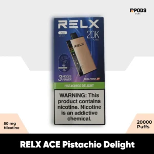 RELX ACE Pistachio Delight 50mg: 20000 puffs Disposable Vape device in Dubai