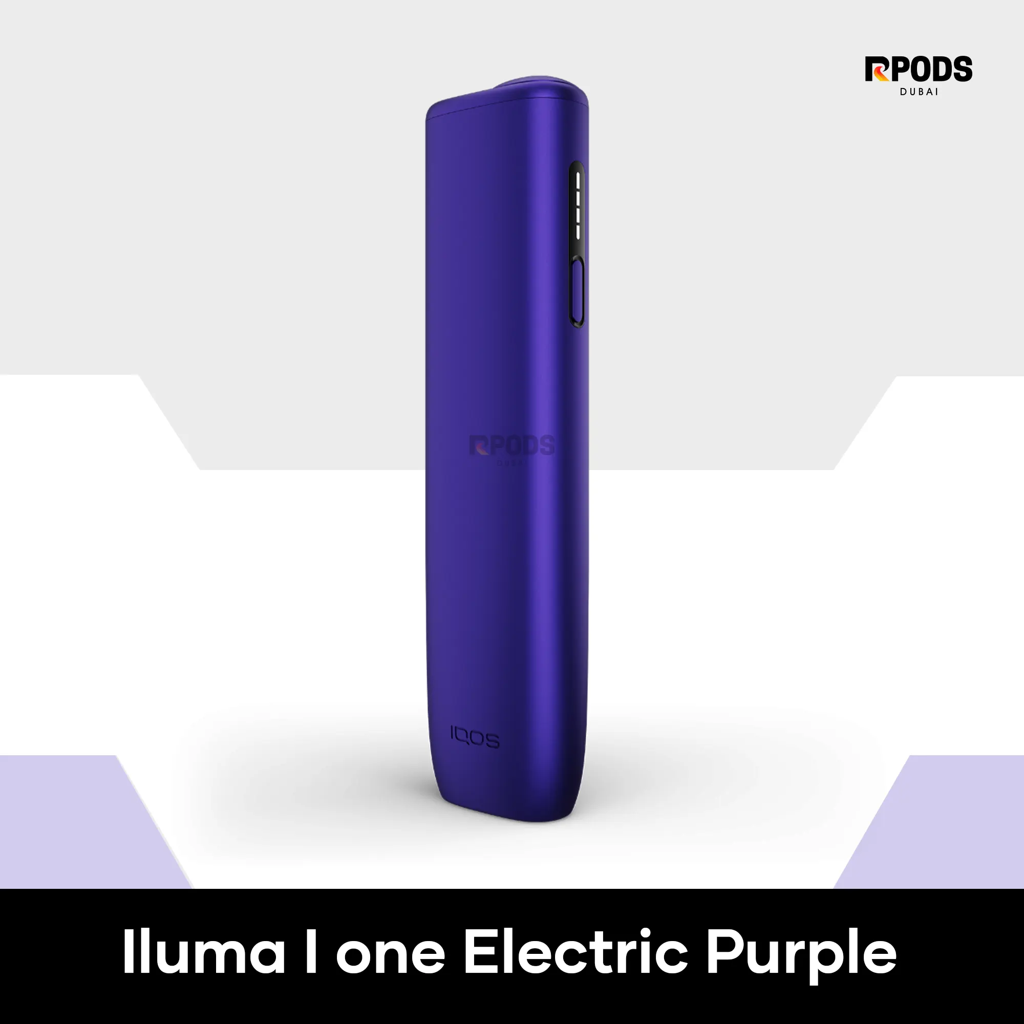 IQOS ILUMA i One Electric Purple handheld device showing its sleek aluminum finish and LED interface.
