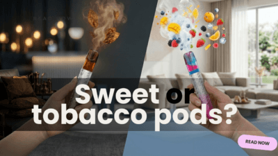 RELX sweet flavor pods vs tobacco pods comparison on a clean background