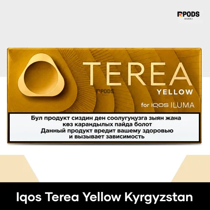 TEREA Yellow Kyrgyzstan Heated Tobacco Pack with a Smooth Tobacco Blend and Bright Citrus Flavor Notes